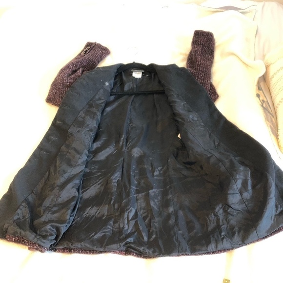 AKRIS Blazer Jacket Women’s Size 6 Tweed Long Button Front Burgundy Multicolor - Picture 10 of 14